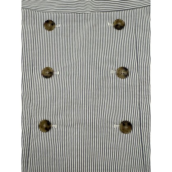 J CREW 6 Preppy Skirt Stripe Seersucker Pleated Button Front Pocket Nautical - Picture 4 of 16